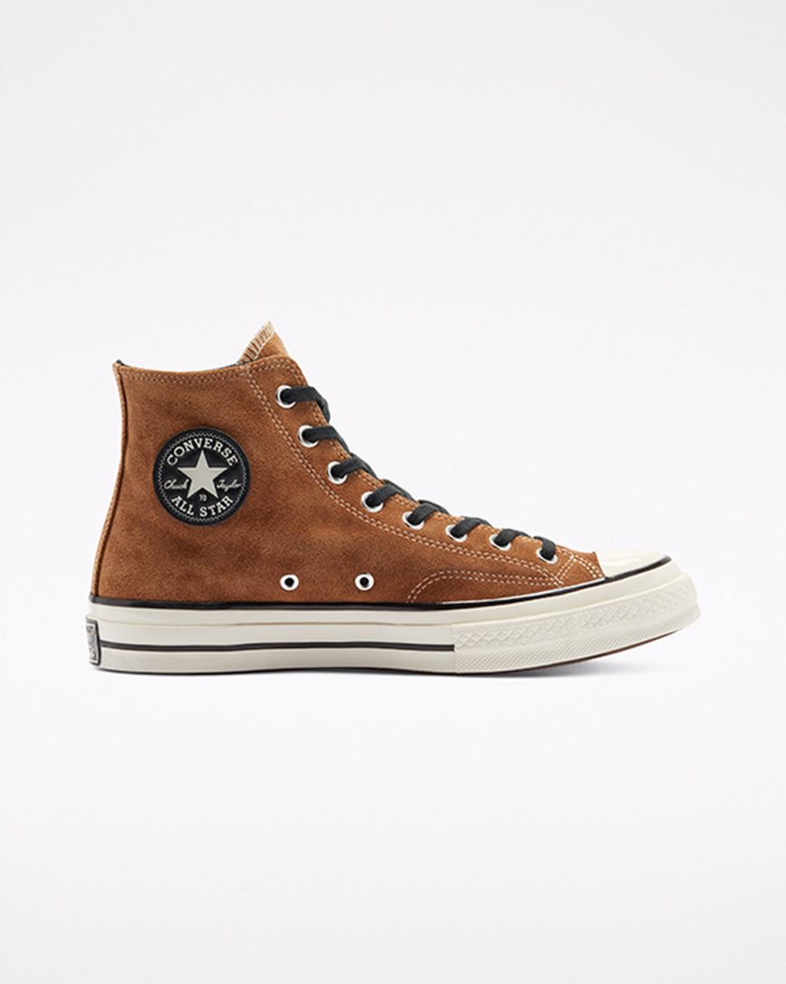 Tenisi Inalti Barbati Converse Chuck 70 Color Piele Intoarsa Maro Negrii | RO YJUPL507